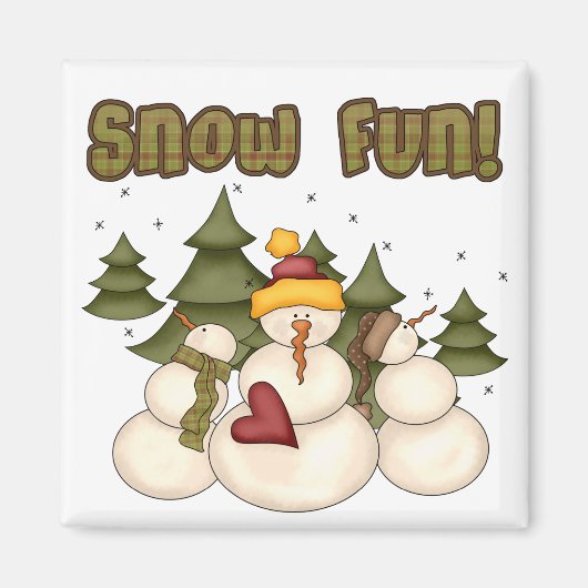 Snow Fun Twee T-shirts en cadeaus Magneet (Voorkant)