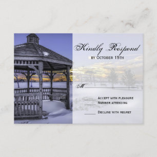 Snow Gazebo Tree Sunset Mariage d'hiver RSVP Carte