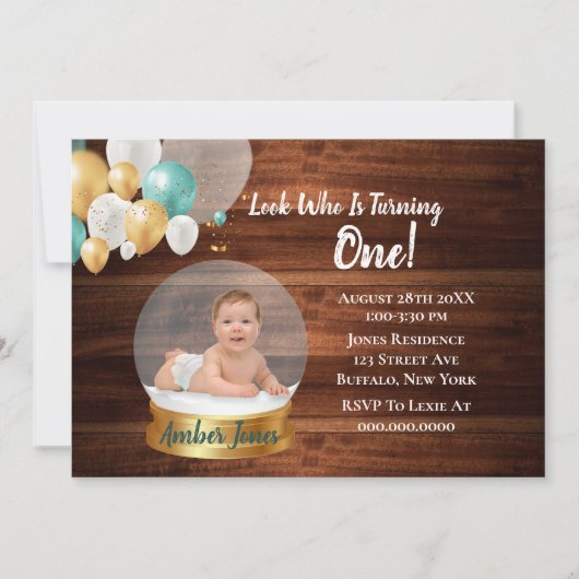 Snow Globe Ajouter Photo 1st. Invitations de fête  (Devant)