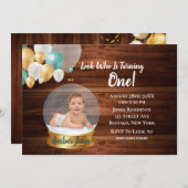 Snow Globe Ajouter Photo 1st. Invitations de fête  (Devant / Derrière)