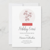 Snow Globe Christmas Party Berry Sprigs Invitation (Devant)