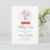 Snow Globe Christmas Party Berry Sprigs Invitation (Debout devant)