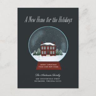 Snow Globe Holiday Moving Announcement Postcard Feestdagenkaart