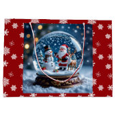 Snow globe with Santa and Reindeer Groot Cadeauzakje (Achterkant)
