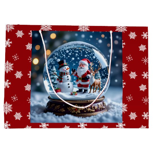 Snow globe with Santa and Reindeer Groot Cadeauzakje (Achterkant)