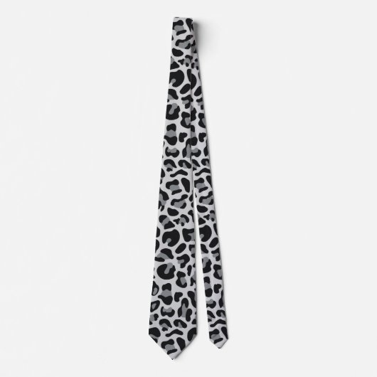 Snow Grey Leopard Print Groomsmen Punk bruiloft Stropdas (Voorkant)