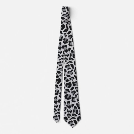 Snow Grey Leopard Print Groomsmen Punk bruiloft Stropdas (Achterkant)