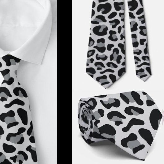 Snow Grey Leopard Print Groomsmen Punk bruiloft Stropdas