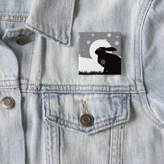 SNOW HARE VIERKANTE BUTTON 5,1 CM (In situ)