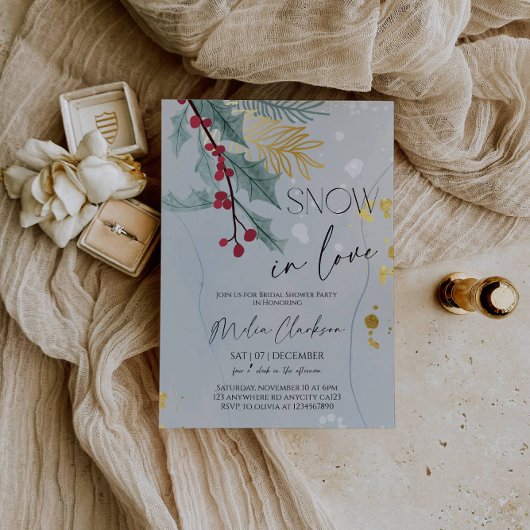 Snow in Love | Christmas Bridal Shower Party Kaart