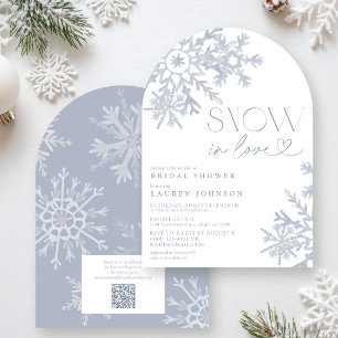 Snow in Love QR Snowflake Winter Vrijgezellenfeest Kaart