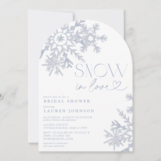 Snow in Love QR Snowflake Winter Vrijgezellenfeest Kaart (Voorkant)