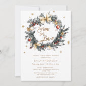 Snow In Love Snowflakes Bruids Douche Uitnodiging (Voorkant)