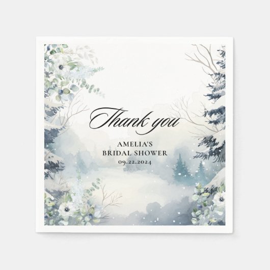 Snow in love stoffig blauw Winter Vrijgezellenfees Servet (Voorkant)