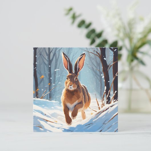 Snow-Kissed Revelry: De Hazenloop Feestdagenkaart (Staand voorkant)