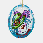 Snow Lady Snowman nom personnalisé ornement (Droite)