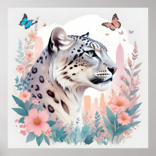 Snow Leopard Animal Natuur City Forest Art Poster