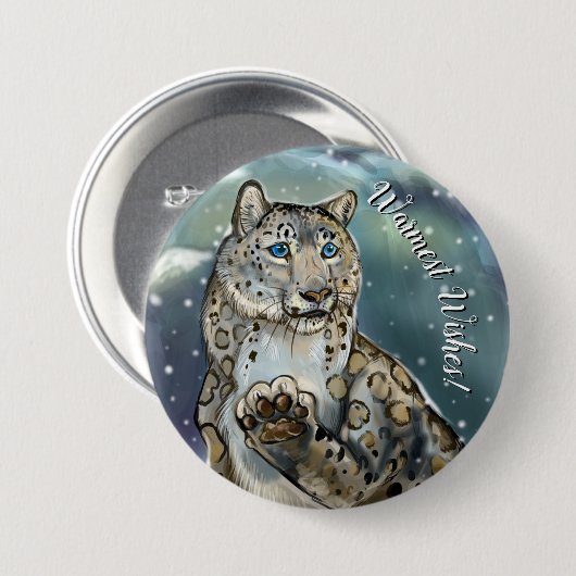 Snow Leopard Badge/Button Ronde Button 7,6 Cm (Voorkant /achterkant)
