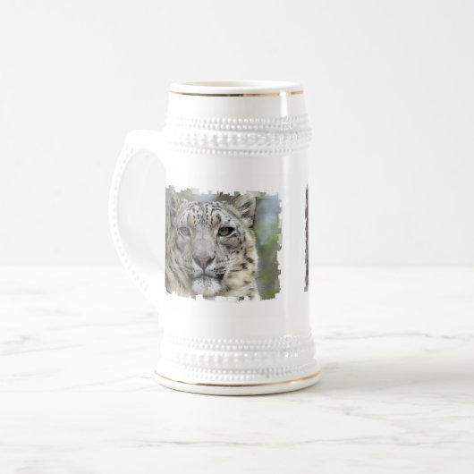 Snow Leopard Beer Stein Bierpul (Voorkant links)