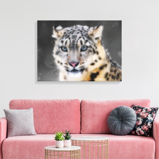 Snow Leopard Canvas Afdruk (Insitu (Woonkamer))