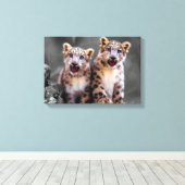 Snow Leopard Cubs Canvas Afdruk (Insitu (Houten vloer))