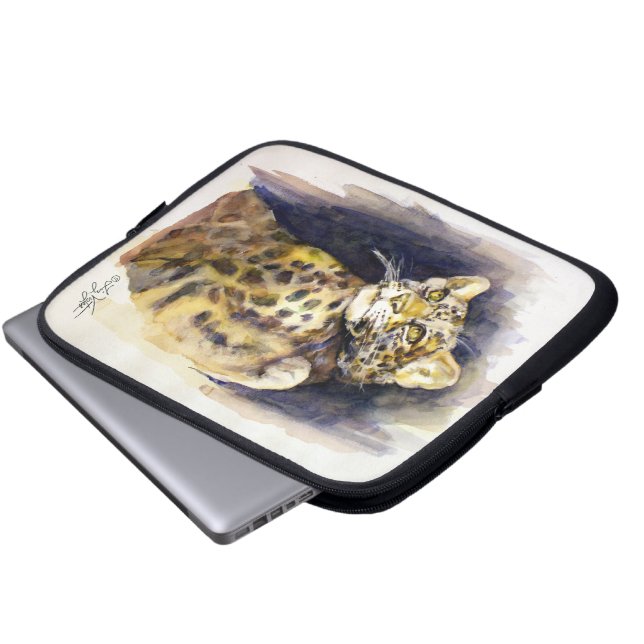 Snow Leopard Electronics Bag Laptop Sleeve (Voorkant onderkant)