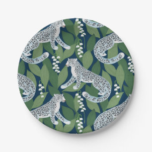 Snow Leopard en Lily van de Vallei Papieren Bordje