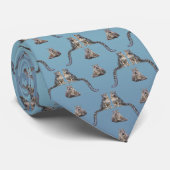 Snow Leopard Frenzy Cravate double face (Sky Blue (Roulé)