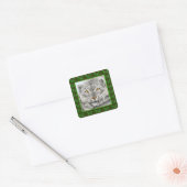 Snow Leopard Holly Leaf Kerst sticker (Envelop)