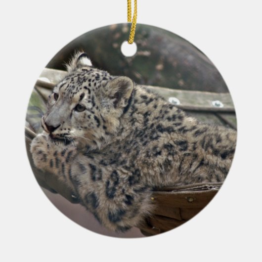 Snow Leopard Keramisch Ornament (Voorkant)