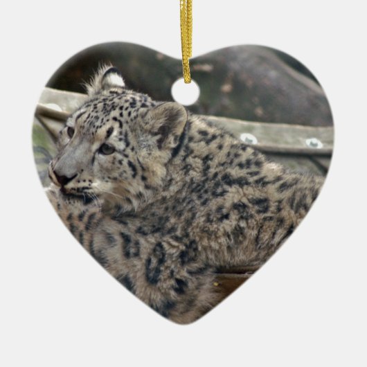 Snow Leopard Keramisch Ornament (Voorkant)