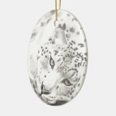 Snow Leopard Keramisch Ornament (Links)