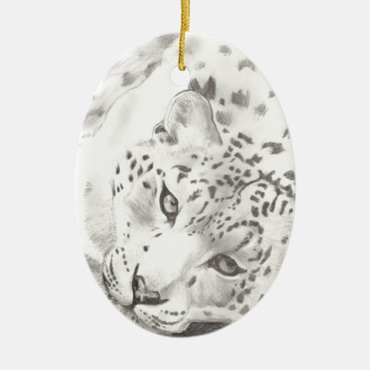 Snow Leopard Keramisch Ornament (Voorkant)