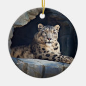 Snow Leopard Keramisch Ornament (Voorkant)