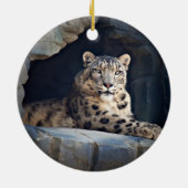 Snow Leopard Keramisch Ornament (Achterkant)