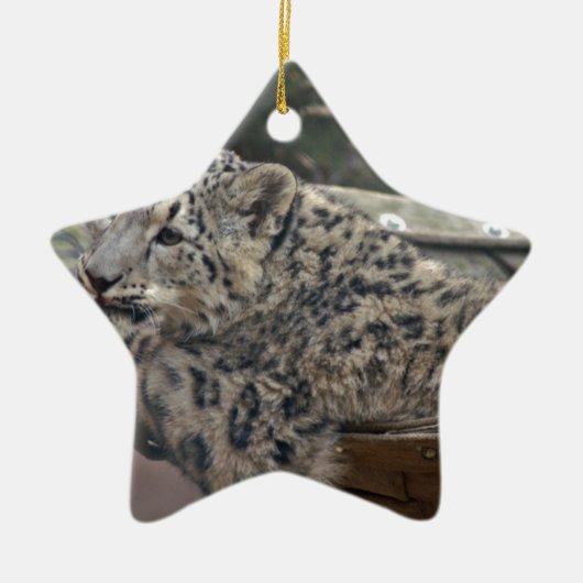 Snow Leopard Keramisch Ornament (Voorkant)