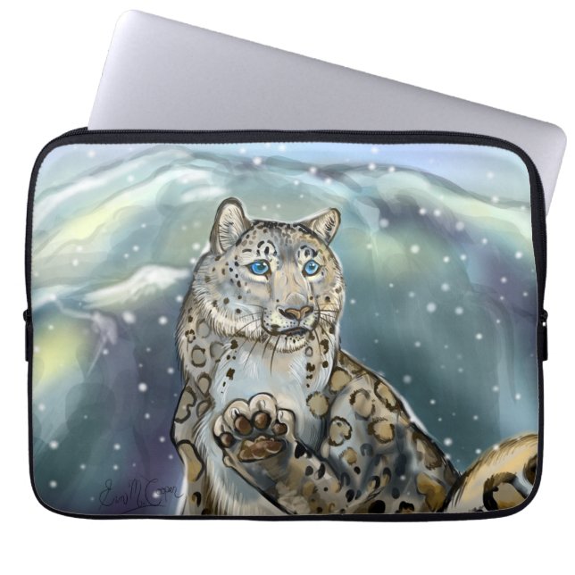 Snow Leopard Laptop Sleeve (Voorkant)