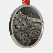 Snow Leopard Metalen Ornament (Rechts)