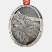 Snow Leopard Metalen Ornament (Links)