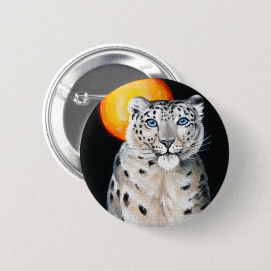 Snow Leopard Moon Ronde Button 5,7 Cm (Voorkant /achterkant)