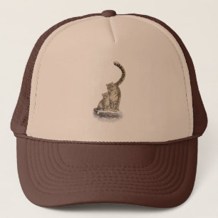 Snow Leopard Mother and Cub Wildlife Art Trucker Pet