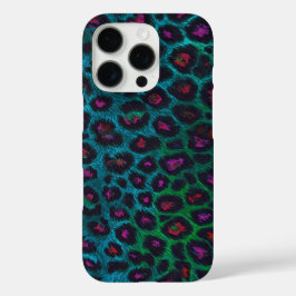 Snow Leopard Neon-Noir-patroon iPhone 16 Pro Hoesje