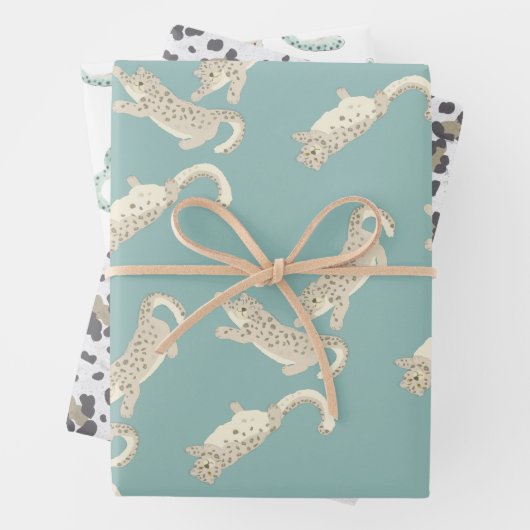 Snow Leopard Pattern Blue Inpakpapier Vel (In situ)