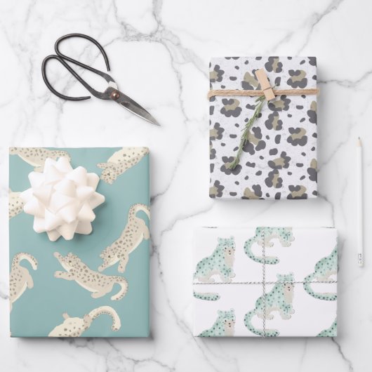 Snow Leopard Pattern Blue Inpakpapier Vel (Voorkant)