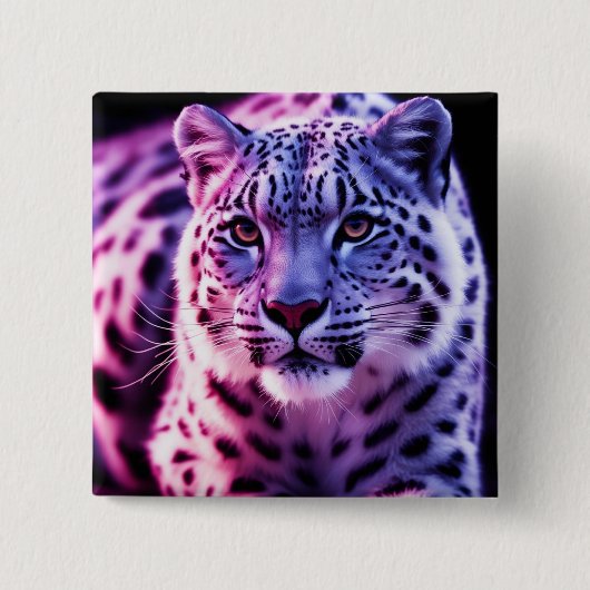 Snow Leopard Portrait Vierkante Button 5,1 Cm (Voorkant)