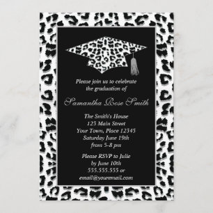 Snow Leopard Print Graduation Party Kaart