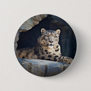 Snow Leopard Ronde Button 5,7 Cm