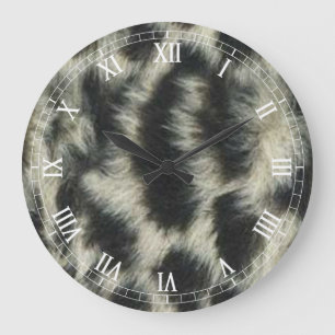 Snow Leopard Round Roman Nummerklok Grote Klok