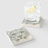 Snow Leopard Stenen Onderzetter (Zijkant)