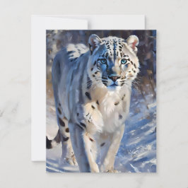Snow Leopard Studie A - Oliën Feestdagenkaart